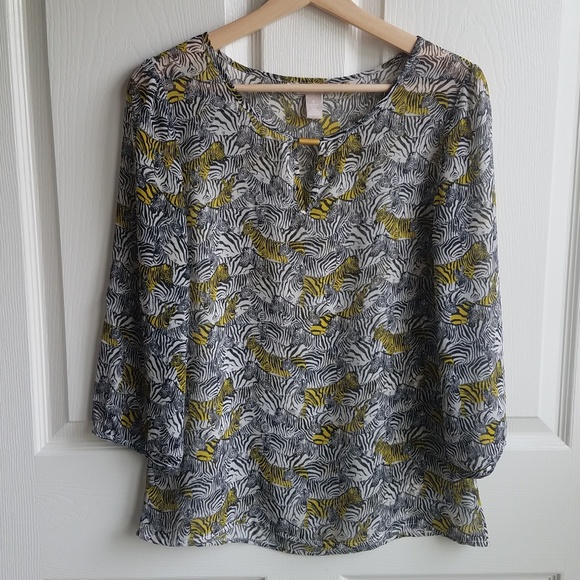 Banana Republic Tops - Banana Republic Sheer Black Zebra Top Size Small